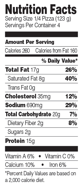 Green Mill Thin ‘N’ Crispy IL Primo Pizza Nutrition Facts