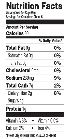 Green Mill Classic Pizza Sauce Nutrition Facts