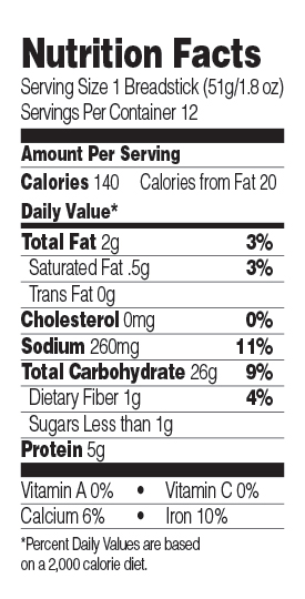 Green Mill Garlic Soft Breadsticks Nutrition Facts