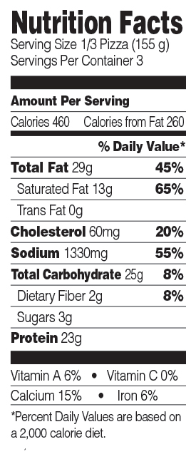 Green Mill Thin ‘N’ Crispy Triple Meat Pizza Nutrition Facts