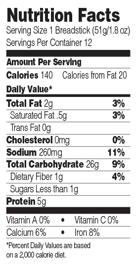 Green Mill Original Soft Breadsticks Nutrition Facts